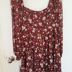 ARULA Burgundy Floral Dress
